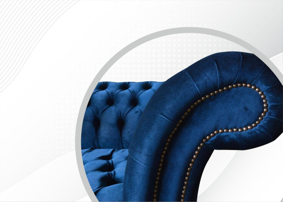 Chesterfield 3-zits Blauw Design Banken Bekleding Bankstellen Velours Stof Textiel Luxe