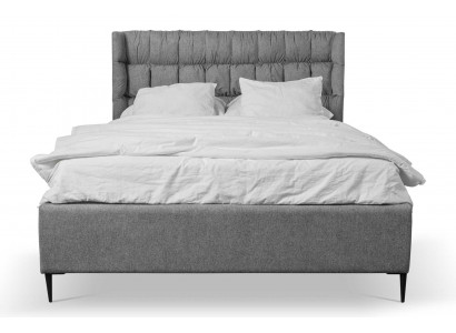 Grijs tweepersoonsbed Klassiek slaapkamermeubelontwerp Elegant stoffen bed