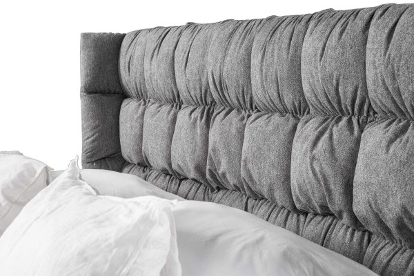 Grijs tweepersoonsbed Klassiek slaapkamermeubelontwerp Elegant stoffen bed