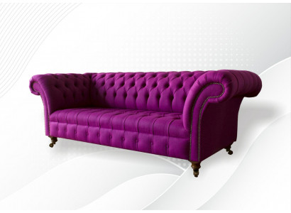 Chesterfield 3-zits bank in lila stof, ontwerp bankstellen, gestoffeerde banken, nieuw creatief sofa.