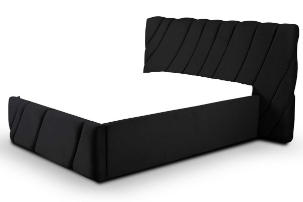 Luxe slaapkamer bed tweepersoonsbed Zwart Hout Beklede bedden Bedframe