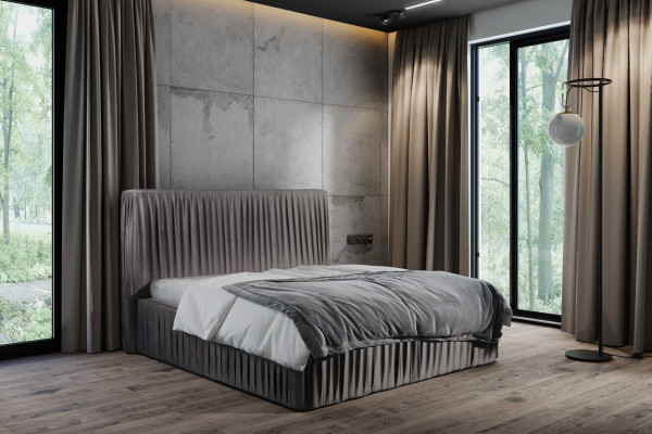 Luxe slaapkamer tweepersoonsbedden huwelijk textielbed hotelframe meubels