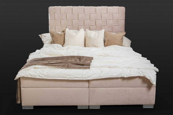 Bedden met beige bekleding, luxe design 180x200 tweepersoonsbed.