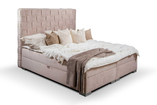 Bedden met beige bekleding, luxe design 180x200 tweepersoonsbed.