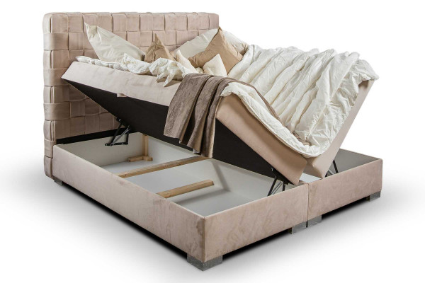 Bedden met beige bekleding, luxe design 180x200 tweepersoonsbed.
