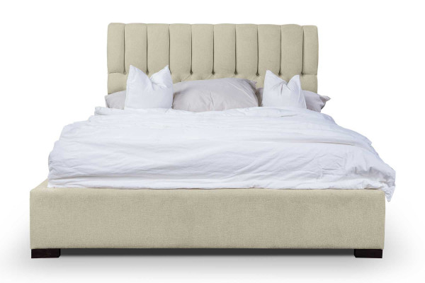 Bed Beige Double Bed Wood Modern Beds Luxury Fabric Bed Bedroom