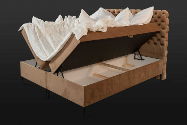 Textielbed bruin Luxe Dubbel Chesterfield Slaapkamer Ontwerpbedden