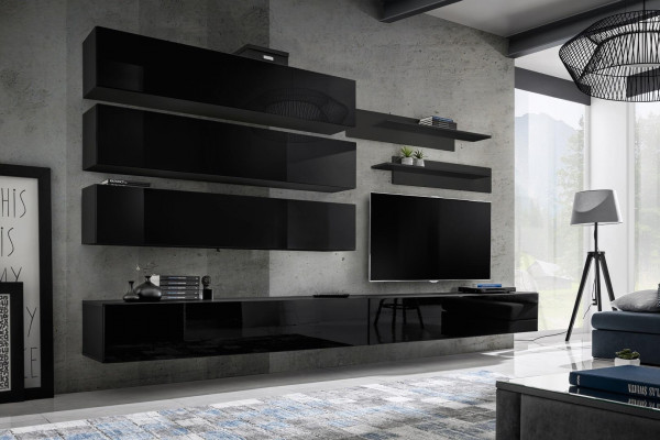 Ontwerp wandkast woonkamer houten inrichting muurrekken nieuw