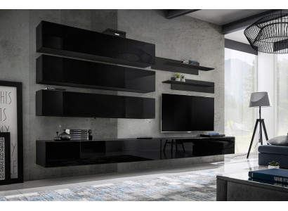 Ontwerp wandkast woonkamer houten inrichting muurrekken nieuw