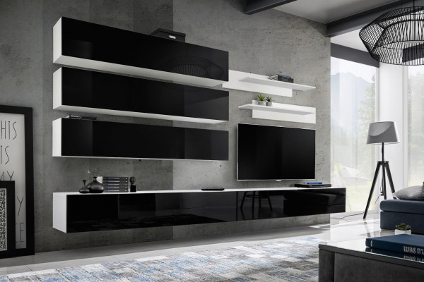 Set van 7 delen. Ontwerper woonkamer wandmeubel wandkast dressoir tv-standaard Nieuw