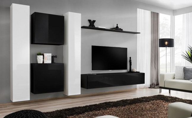 Woonkamer wandmeubel set 4-delige groep meubelkast 4-delige. Houten meubels plank.