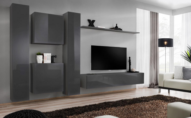 Designer wandmeubel Grijs Luxe woonkamermeubelen Compleet dressoirmeubilair