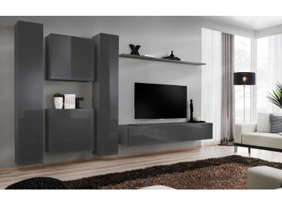 Designer wandmeubel Grijs Luxe woonkamermeubelen Compleet dressoirmeubilair