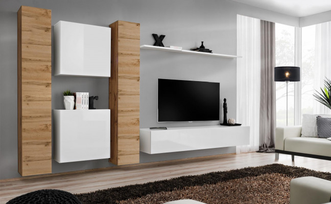 Woonwand Wit Houten Meubels Kast Designer Wandkast Compleet Wandplank