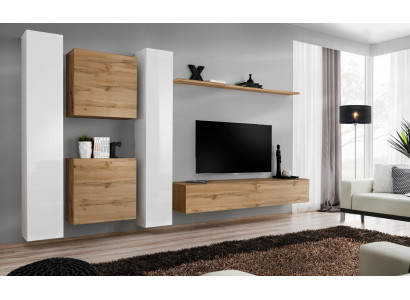 Woonkamer meubels bruin wandkast compleet nieuw wandplank.