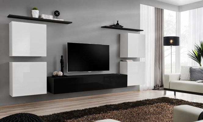 Volledig witte wandkast woonkamer luxe woonkamer dressoir tv-standaard modern.