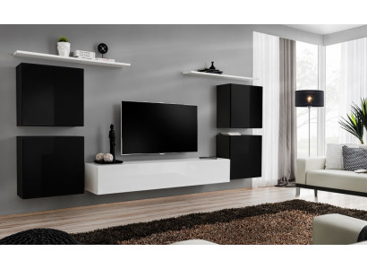 Moderne complete woonkamer inrichting luxe wandkast wandplank