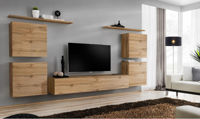 Ontwerp wandkast plank woonkamer hout tv-standaard wandrekken nieuw houten meubels.