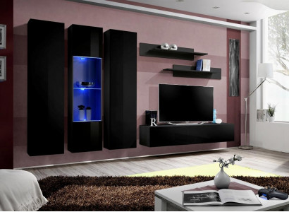 Woonwand Set 6-delig Luxe Woonkamer TV-standaard Hout Wandplank Wandkast Nieuw