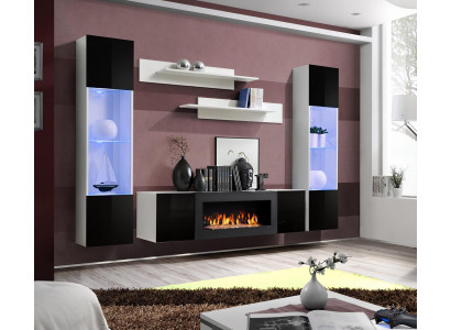 Woonkamer woonwand tv-standaard boekenplank luxe design set 5-delig modern meubilair nieuw.