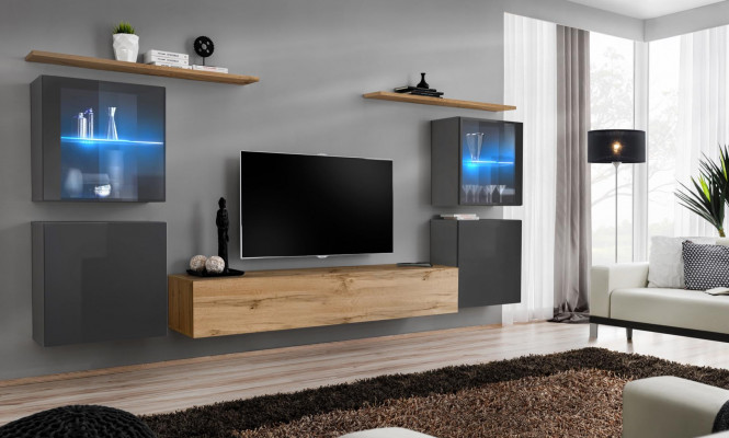 Ontwerper Braun woonkamer muur planken kast woonkamer hout meubels stijl modern