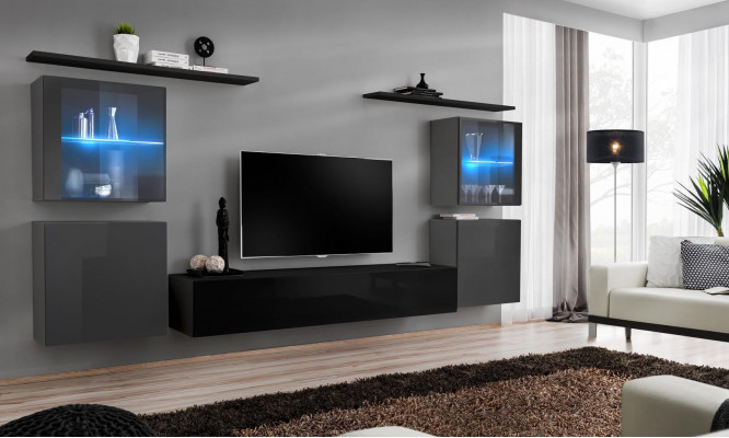 Moderne wandkast woonkamer wandplanken dressoir tv-standaard designer set 7-delig