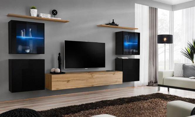 Woonkamer 4x wandkast woonkamer TV-standaard modern design set 7-delig nieuw.