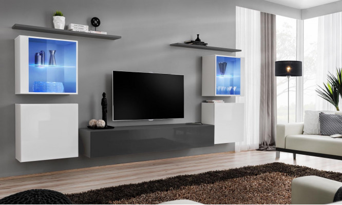 Set 7-delige woonwand Luxe dressoir TV-standaard lowboard wandplanken wandkast