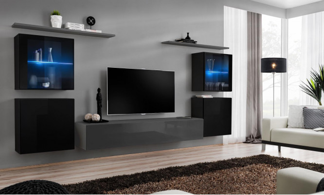 Woonkamerset 7-delig Designer Luxe Grijs Dressoir Woonwand Nieuw  Woonkamerset 7-delig Designer Luxe Grijs Dressoir Woonwand Nieuw