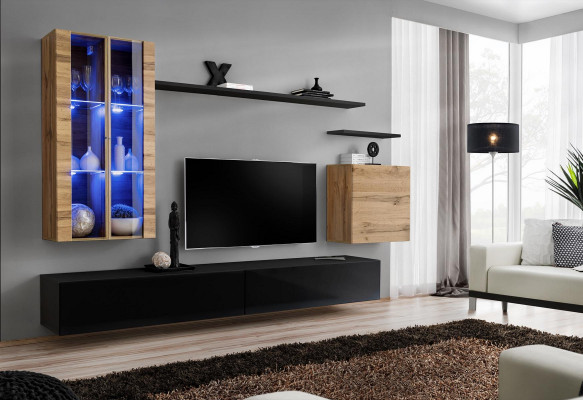 Woonwand houten meubels Zwart TV-standaard Dressoir Wandkast Houten meubels Nieuw