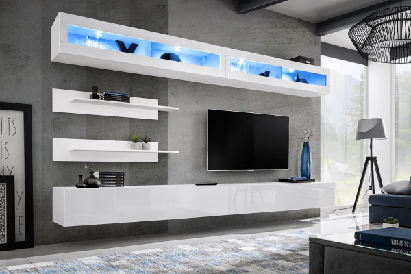 Modern woonkamerset 6 delig 2x tv-standaard design wandkast Nieuw Houten meubels