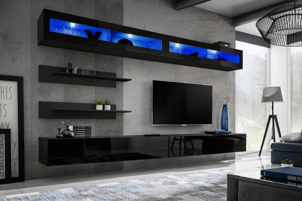 Woonkamer 2x wandkast set woonwand houten meubels tv-standaard Nieuw