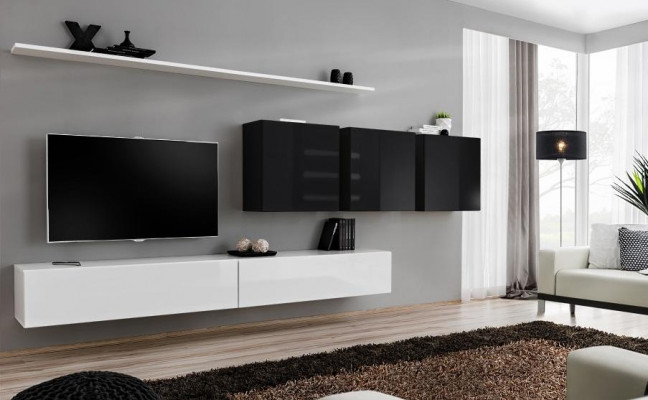 Witte woonwand 2x tv-standaard dressoir woonkamermeubels wandkast ontwerper