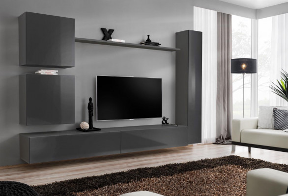 Wandmeubel ontwerper meubels grijs wandkast luxe inrichting houten meubels modern.