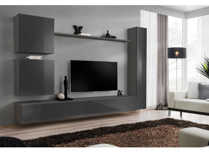 Wandmeubel ontwerper meubels grijs wandkast luxe inrichting houten meubels modern.