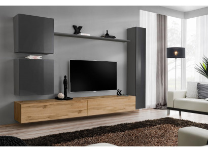 Muurkast woonwand compleet set 6-delig modern meubilair dressoir tv-standaard
