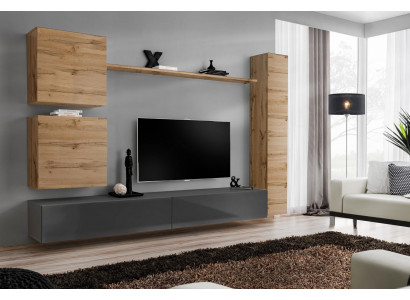 Inrichtingsontwerper bruin 3x wandkast houten meubel luxe set tv-standaard