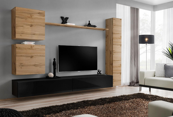 Bruine muurkast houten meubels ontwerper muurrek dressoir tv-standaard set