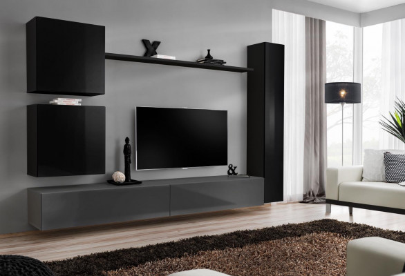 Wandkast Woonkamermeubilair Woonkamerset 6-delig Designer Wandplank Dressoir