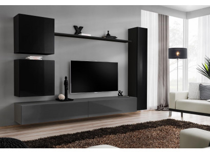 Wandkast Woonkamermeubilair Woonkamerset 6-delig Designer Wandplank Dressoir