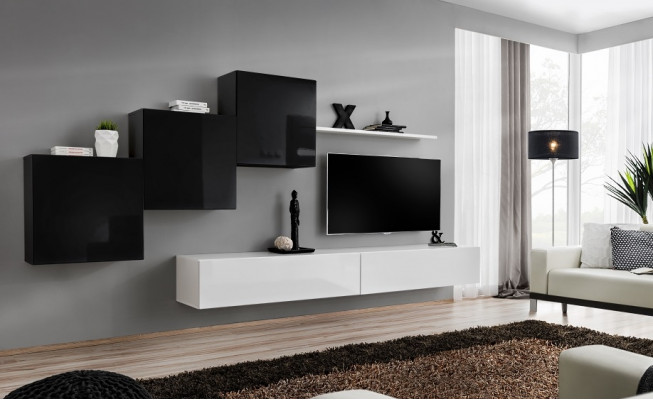 Compleet ontwerp woonkamer 3x wandkasten Wit Sideboard 6-delige woonwand Nieuw