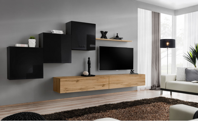 Woonwand bruine tv-standaard set woonkamer meubels tv-standaard dressoir wandrek nieuw