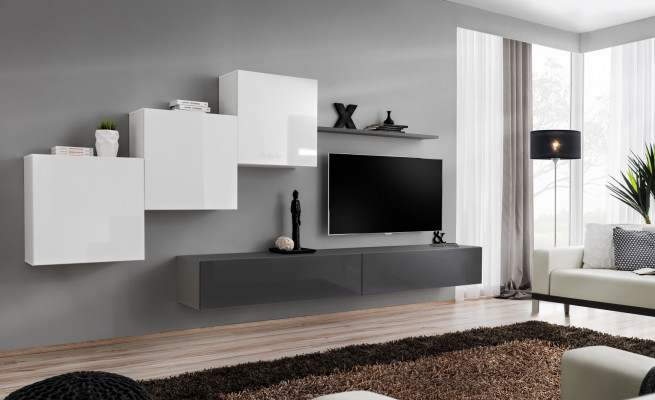 Designer woonwand Grijs TV-standaard Moderne dressoir wandplank Nieuw TV-standaard.