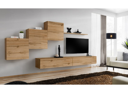 Designer woonkamer bruin TV-standaard moderne dressoir wandplank wandkast 6-delig