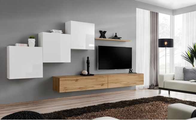 Woonkamer TV-standaard 3x wandkast wandplank Luxe design dressoir woonkamerwand.