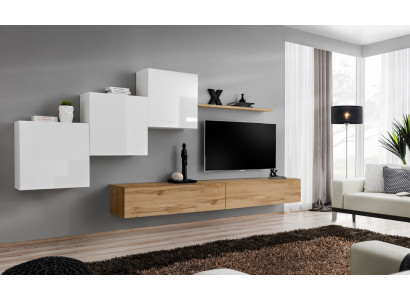 Woonkamer TV-standaard 3x wandkast wandplank Luxe design dressoir woonkamerwand.