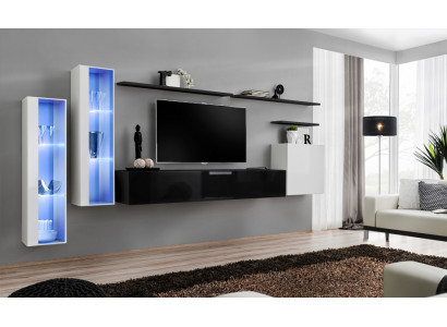Woonkamer Zwarte Set Wandkast Vitrine Luxe woonwanden TV-standaard Ontwerp Nieuw