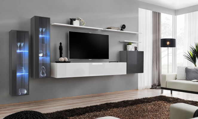Complete woonwand tv-standaard wandplank luxe wandkast inrichting designer.