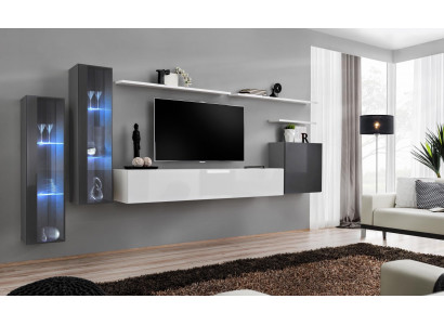 Complete woonwand tv-standaard wandplank luxe wandkast inrichting designer.