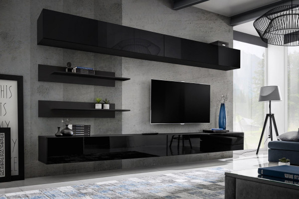 Woonkamer wandplank set van 6 stuks. Design woonwand wandkast ontwerp.